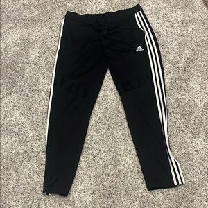 Adidas Black and White Sweatpants with Signature Stripes boy’s large